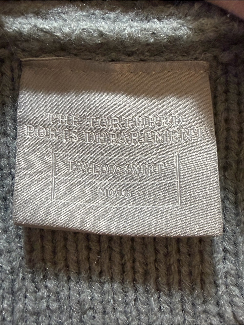 Taylor Swift The Tortured Poets Department Gray Cardigan M/L NWOT - Picture 4 of 5